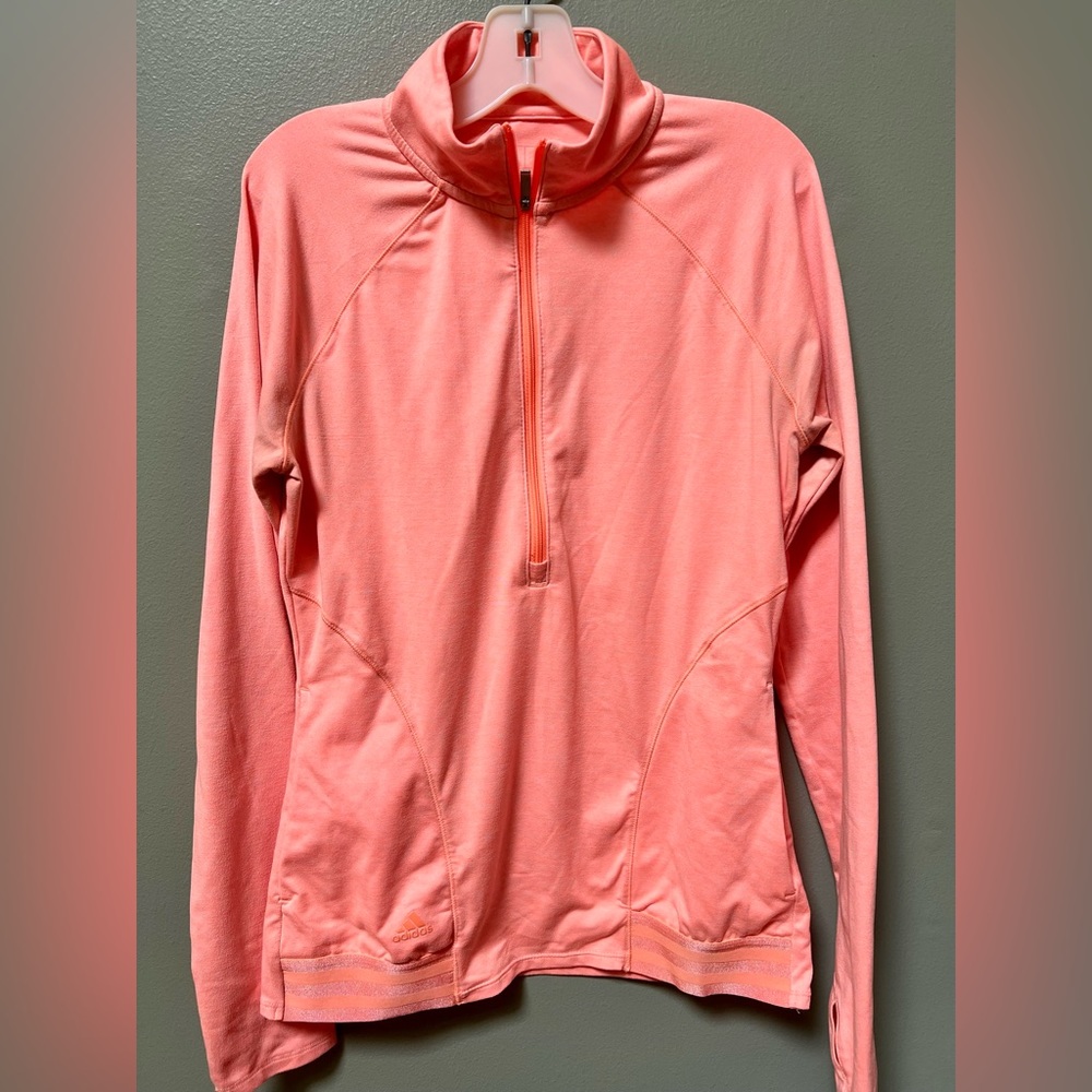 Women’s Adidas quarter-zip long-sleeved warmup, peach XS,EUC